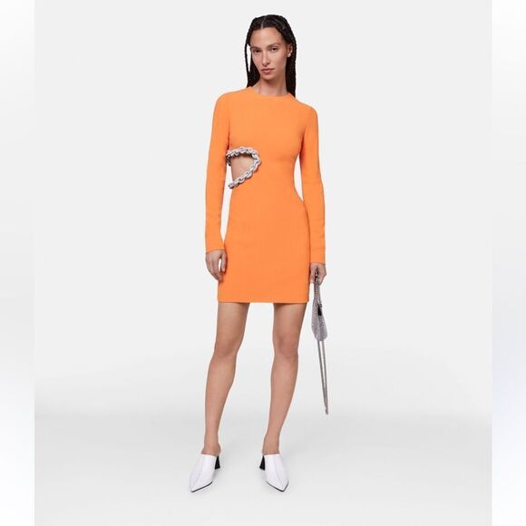 Stella McCartney Crystal Rope Cutout Long Sleeve Cady Minidress 10 NWT $2,500 - Picture 3 of 9
